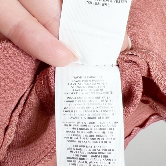 Primark Womens Short Sleeve Wrap Button Dusty Rose Peplum Formal Crop Top Blouse - Picture 15 of 16